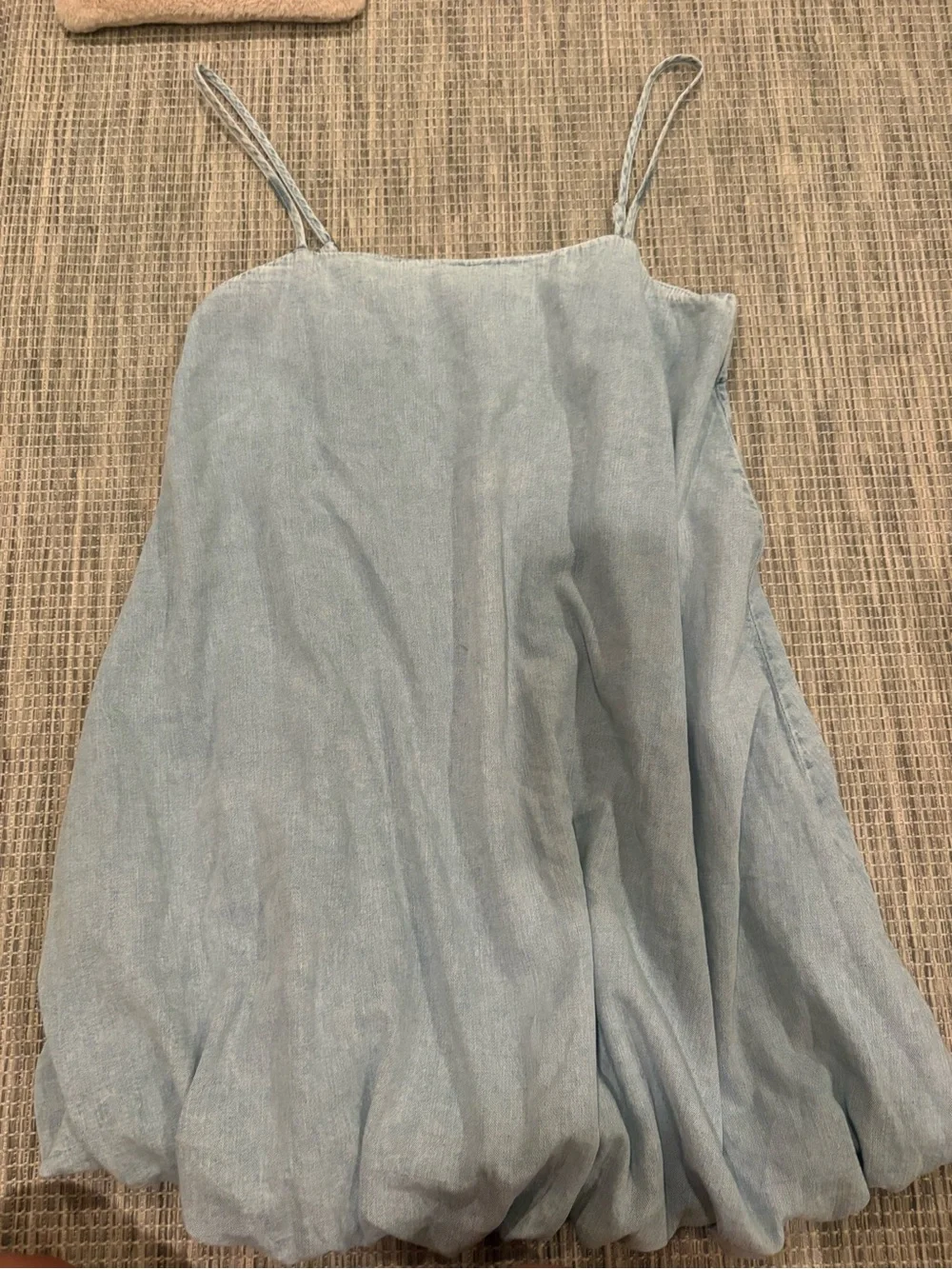 Gap Denim Wash Light Blue Bubble Hem Spaghetti Strap Dress